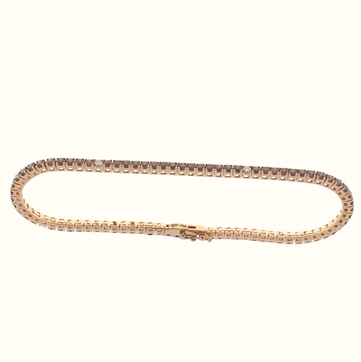 BRACCIALE TENNIS IN ORO ROSE' DIAMANTI NATURALI E PIETRE BROWN